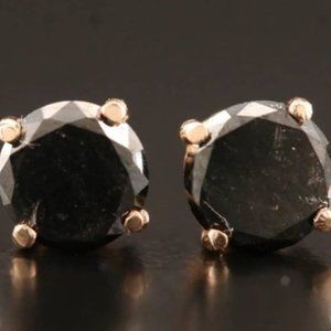 Vintage 14k Black Diamond Stud Earrings